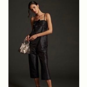 Anthropologie Hutch Bow-tie Satin Jumpsuit